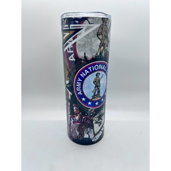 Army National Guard 20 oz Skinny Tumbler Custom Made, New with Straw and Lid - Picture 3 of 4